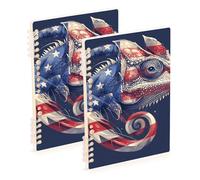 Amooorous Quaderni universitari formato A5 Animal Chameleon 4 luglio Giorno dell'Indipendenza 21,1 x 14,5 cm, resistente all'usura, quaderno a spirale singolo soggetto 60 fogli per scuola e ufficio