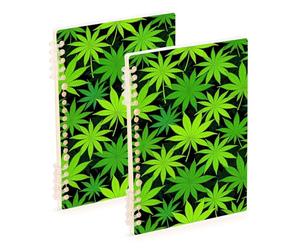 Amooorous Quaderno a righe con foglie verdi formato A5, 21,1 x 14,5 cm, resistenti all'usura, a righe, 60 fogli per scuola e ufficio, confezione da 2