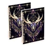 Amooorous Quaderno a righe formato A5 Boho Tarocchi Astrologia colorato testa di toro 21,1 x 14,5 cm, resistente all'usura soggetto college a righe notebook 60 fogli per diario e lista delle cose da