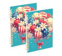 Amooorous Quaderno a righe formato A5 con palloncini del 4 luglio per il giorno dell'indipendenza del 4 luglio, 21,1 x 14,5 cm, copertina rigida, 60 fogli per scuola e ufficio, confezione da 2
