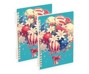 Amooorous Quaderno a righe formato A5 con palloncini del 4 luglio per il giorno dell'indipendenza del 4 luglio, 21,1 x 14,5 cm, copertina rigida, 60 fogli per scuola e ufficio, confezione da 2