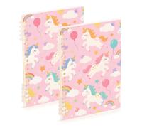 Amooorous Quaderno a righe formato A5 con unicorni arcobaleno bianchi, 21,1 x 14,5 cm, soggetto robusto, a spirale, 60 fogli per lavoro e onfezione da 2