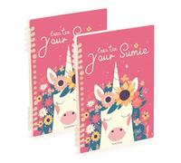 Amooorous Quaderno a righe formato A5 con unicorni color pesca Sunshine, 21,1 x 14,5 cm, composizione robusta, 60 fogli per diario e lista delle cose da fare, confezione da 2