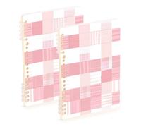 Amooorous Quaderno a spirale arancione formato A5 con motivo a scacchi chiaro e bianco, 21,1 x 14,5 cm, copertina rigida, a righe, 60 fogli per scuola e ufficio, confezione da 2