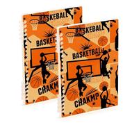 Amooorous Quaderno a spirale arancione formato A5 con silhouette Slam Dunk Orange Seamless Pattern arancione a spirale 21,1 x 14,5 cm, robusto soggetto quaderni college a righe 60 fogli per planner e
