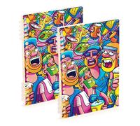 Amooorous Quaderno a spirale colorato Strange Friends, formato A5, 21,1 x 14,5 cm, copertina rigida, 60 fogli per lavoro e onfezione da 2