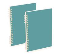 Amooorous Quaderno a spirale formato A5 blu-verde tinta unita arancione tinta unita 21,1 x 14,5 cm, copertina rigida, 60 fogli per diario e lista delle cose da fare, confezione da 2