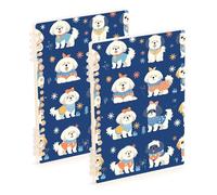 Amooorous Quaderno a spirale formato A5 con cani dei cartoni animati blu 21,1 x 14,5 cm, robusto soggetto a spirale, 60 fogli per diario e lista delle cose da fare, confezione da 2