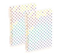 Amooorous Quaderno a spirale formato A5 con cerchi arcobaleno colorati, 21,1 x 14,5 cm, copertina rigida, a righe, 60 fogli, per lavoro e onfezione da 2