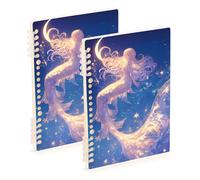 Amooorous Quaderno a spirale formato A5 con glitter blu misterioso e bella sirena, 21,1 x 14,5 cm, robusto soggetto a spirale, 60 fogli per diario e lista delle cose da fare, confezione da 2