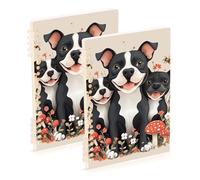 Amooorous Quaderno a spirale formato A5 con simpatici cani Staffordshire Bull Terrier beige, 21,1 x 14,5 cm, robusti quaderni a spirale a righe larghe 60 fogli per diario e lista delle cose da fare
