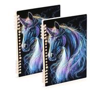 Amooorous Quaderno a spirale formato A5 con unicorni bianchi misteriosi, 21,1 x 14,5 cm, copertina rigida, 60 fogli per planner e affari, confezione da 2