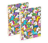 Amooorous Quaderno a spirale formato A5 con unicorni in cartone animato, 21,1 x 14,5 cm, resistente all'usura, a righe, 60 fogli, per scuola e ufficio, confezione da 2