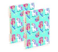 Amooorous Quaderno a spirale formato A5 con unicorni per festa arcobaleno largo 21,1 x 14,5 cm, resistente all'usura, a righe, 60 fogli per diario e lista delle cose da fare, confezione da 2