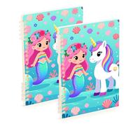 Amooorous Quaderno a spirale formato A5 con unicorni per festa arcobaleno largo 21,1 x 14,5 cm, rilegatura a spirale, 60 fogli per scuola e ufficio, confezione da 2