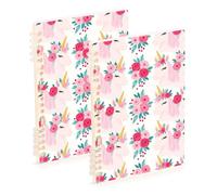 Amooorous Quaderno a spirale formato A5 con unicorni rosa e graziosi, 21,1 x 14,5 cm, resistente all'usura, a righe larghe, 60 fogli per lavoro e onfezione da 2