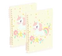 Amooorous Quaderno a spirale formato A5 con unicorni sognanti arcobaleno pastello 21,1 x 14,5 cm, resistente all'usura, 60 fogli per scuola e ufficio, confezione da 2