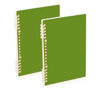 Amooorous Quaderno a spirale formato A5 verde tinta unita verde tinta unita 21,1 x 14,5 cm, resistente all'usura, a righe, 60 fogli per diario e lista delle cose da fare, confezione da 2