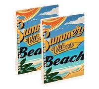 Amooorous Quaderno a spirale formato A5 vintage Beach Summer Vibes largo 21,1 x 14,5 cm, robusto quaderno a spirale singolo soggetto 60 fogli per lavoro e onfezione da 2