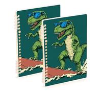 Amooorous Quaderno A5 Surfing Dino a righe larghe 21,1 x 14,5 cm, materiale scolastico resistente all'usura per il college 60 fogli per diario e lista delle cose da fare confezione da 2