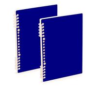 Amooorous Quaderno formato A5 blu scuro tinta unita tinta unita 21,1 x 14,5 cm, robusto quaderno a spirale a righe larghe 60 fogli per diario e lista delle cose da fare, confezione da 2