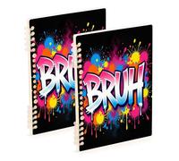 Amooorous Quaderno formato A5 Bruh Street Graffiti Paintings soggetto quaderni 21,1 x 14,5 cm, copertina rigida, 60 fogli per viaggi e scrittura, confezione da 2