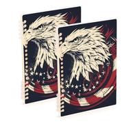 Amooorous Quaderno formato A5 con bandiera degli uccelli del 4 luglio per il giorno dell'indipendenza 21,1 x 14,5 cm, quaderni a spirale resistenti all'usura a righe larghe 60 fogli per scuola e