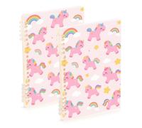 Amooorous Quaderno formato A5 con simpatici unicorni arcobaleno rosa, 21,1 x 14,5 cm, materiale scolastico resistente all'usura per università, 60 fogli per lavoro e onfezione da 2