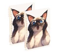 Amooorous Quaderno formato A5 con simpatico gatto sorpreso, 21,1 x 14,5 cm, materiale scolastico robusto per il college, 60 fogli per diario e lista delle cose da fare, confezione da 2