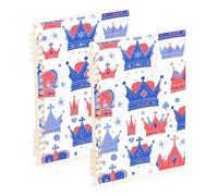Amooorous Quaderno formato A5 rosso bianco e blu Union Jack Crown composizione notebook 21,1 x 14,5 cm, copertina rigida a righe larghe quaderno a spirale 60 fogli per scuola e ufficio confezione da 2