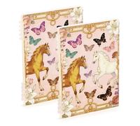 Amooorous Quaderno formato A5 The Starry Sky e The Black Cat per scuola 21,1 x 14,5 cm, copertina rigida, a righe, 60 fogli per scuola e ufficio, confezione da 2