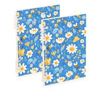 Amooorous Quaderno per college formato A5 con api e fiori bianchi, 21,1 x 14,5 cm, copertina rigida, materiale scolastico per il college, 60 fogli per diario e lista delle cose da fare, confezione da