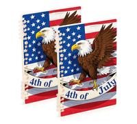 Amooorous Quaderno per il 4 luglio in formato A5, per il giorno dell'indipendenza del 4 luglio, con uccellini marroni, 21,1 x 14,5 cm, robusti quaderni a spirale a righe larghe 60 fogli per lavoro e