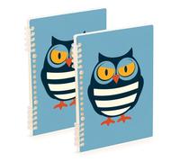 Amooorous Quaderno per la scuola Lazy Zanies Owl Rugby formato A5 21,1 x 14,5 cm, robusta composizione notebook a righe larghe 60 fogli per viaggi e scrittura confezione da 2