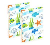 Amooorous Quaderno scolastico blu sottomarino formato A5 21,1 x 14,5 cm, quaderni resistenti all'usura a righe universitarie 60 fogli per lavoro e aula confezione da 2