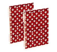 Amooorous Quaderno scolastico formato A5 bianco con impronte di zampe di cane, 21,1 x 14,5 cm, composizione robusta, a righe larghe, 60 fogli per lavoro e onfezione da 2