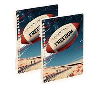 Amooorous Quaderno scolastico formato A5 con astronave da rugby, 21,1 x 14,5 cm, robusto, a righe, 60 fogli per lavoro e onfezione da 2