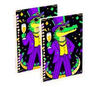 Amooorous Quaderno scolastico formato A5 con coccodrilli di carnevale e cartoni animati, 21,1 x 14,5 cm, resistente all'usura, a righe, 60 fogli per diario e lista delle cose da fare, confezione da 2