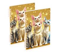 Amooorous Quaderno scolastico formato A5 con simpatici gatti Devon Rex in stile realistico, 21,1 x 14,5 cm, copertina rigida, 60 fogli per viaggi e scrittura, confezione da 2
