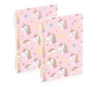 Amooorous Quaderno scolastico formato A5 con unicorni arcobaleno bianchi, 21,1 x 14,5 cm, materiale scolastico resistente all'usura per università, 60 fogli per scuola e ufficio, confezione da 2