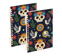 Amooorous Quaderno scolastico formato A5 Day Of The Dead Sugar Skull Floral Seamless Pattern 21,1 x 14,5 cm, rilegatura a spirale soggetto college a righe notebook 60 fogli per lavoro e aula