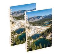 Amooorous Quaderno scolastico formato A5 Mountain Treen Natural Scenery 21,1 x 14,5 cm, robusto quaderno per argomenti universitari a righe 60 fogli per planner e affari, confezione da 2