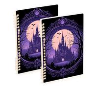 Amooorous Quaderno scolastico formato A5 Mystery Castle, viola, 21,1 x 14,5 cm, copertina rigida, a righe, 60 fogli per pianificatori e affari, confezione da 2