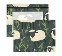 Amooorous Raccoglitore a 3 fori, astuccio per matite per raccoglitori a 3 anelli, confezione da 2 articoli scolastici per studenti con pecore bianche, erba verde, cartone animato