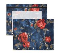 Amooorous Raccoglitore a 3 fori, per raccoglitori a 3 anelli, confezione da 2 pezzi, per studenti di classe, con rose dipinte a olio, colore: rosso vintage