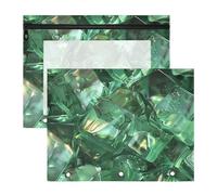 Amooorous Raccoglitore a 3 fori, tasca a 3 fori per raccoglitori a 3 anelli, confezione da 2 pezzi, per insegnanti, forniture scolastiche, cubetti di ghiaccio verdi trasparenti