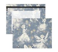 Amooorous Raccoglitore con cerniera a 3 fori per lettere di carta A4, confezione da 2 pezzi, per studenti e aule, grigio e bianco