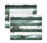 Amooorous Raccoglitore multiuso portapenne per lettere formato A4, confezione da 2 articoli scolastici per studenti, colore grigio-verde e strisce orizzontali bianche