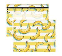 Amooorous Raccoglitore per matite con 3 occhielli rinforzati, 3 fori per lettere di carta A4, confezione da 2 per insegnanti, studenti scolastici, forniture per insegnanti, gialle e bianche a righe