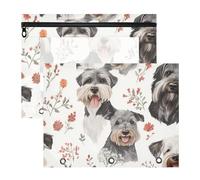 Amooorous Raccoglitore trasparente con finestra a 3 fori per raccoglitori a 3 anelli, confezione da 2 lezioni per insegnanti, grigio Schnauzer Dog